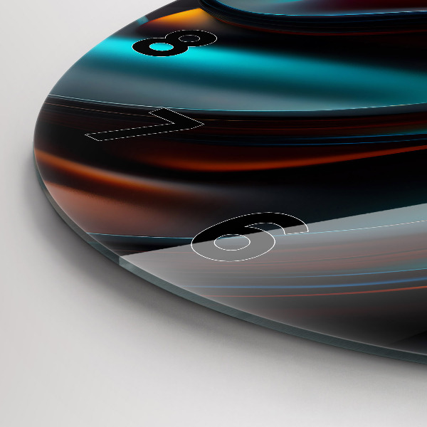 Round glass clock Futuristic wave