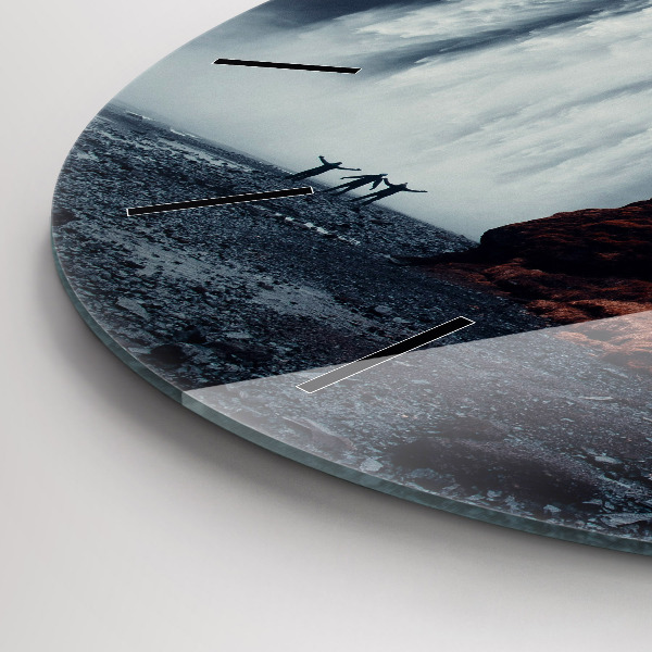 Round glass clock Waterfall Landscape Iceland