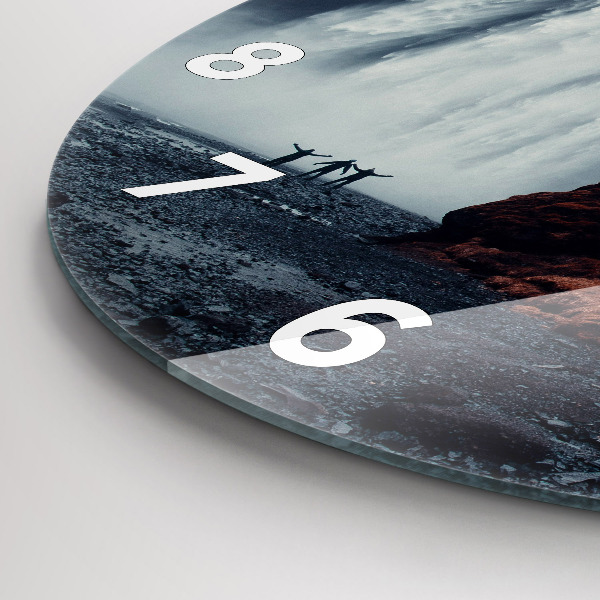 Round glass clock Waterfall Landscape Iceland