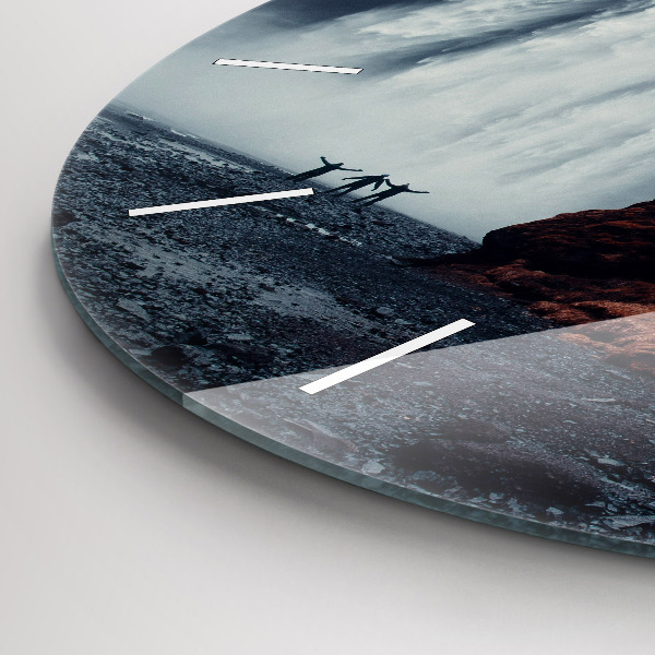 Round glass clock Waterfall Landscape Iceland