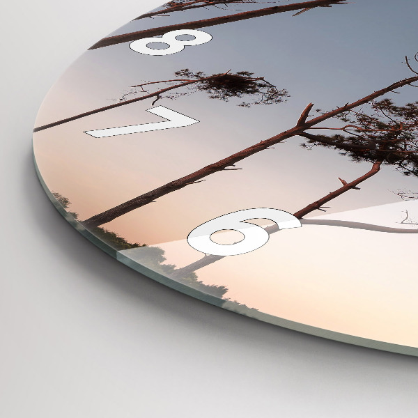 Round glass clock Crescent and trees