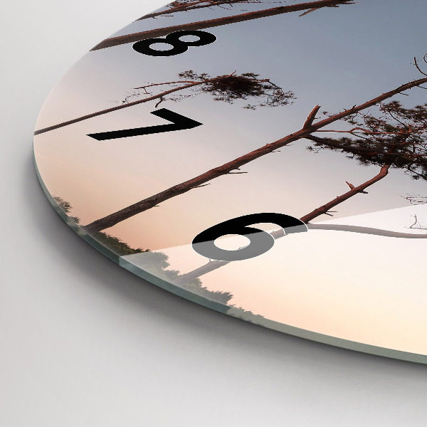 Round glass clock Crescent and trees