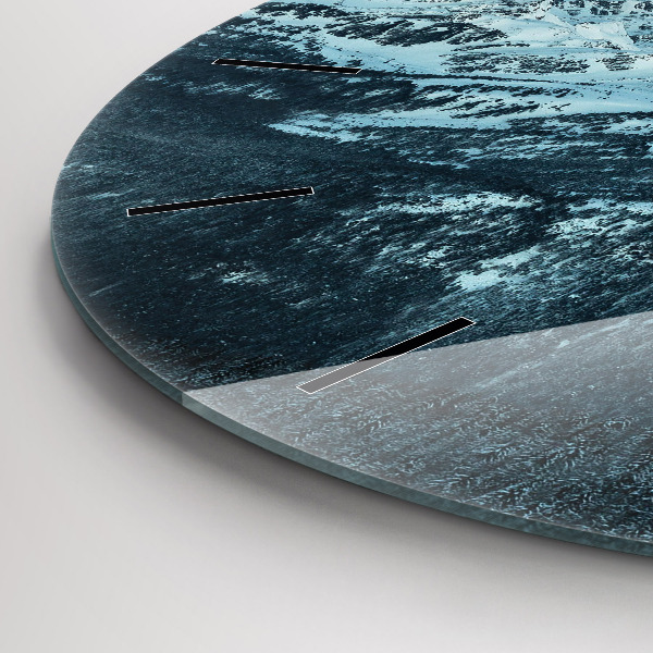 Round glass clock Mountain range in winter