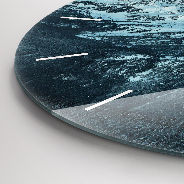 Round glass clock Mountain range in winter