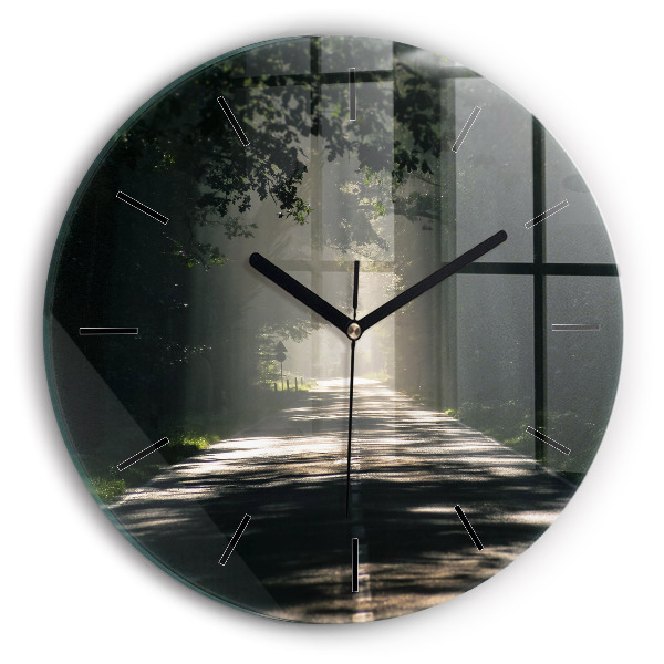 Round glass clock Forest road