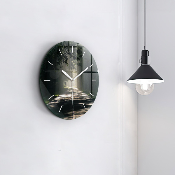 Round glass clock Forest road