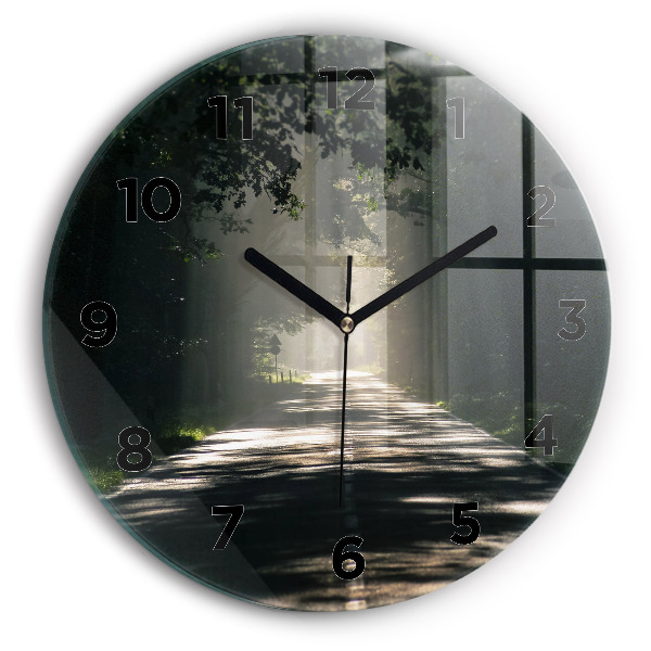 Round glass clock Forest road