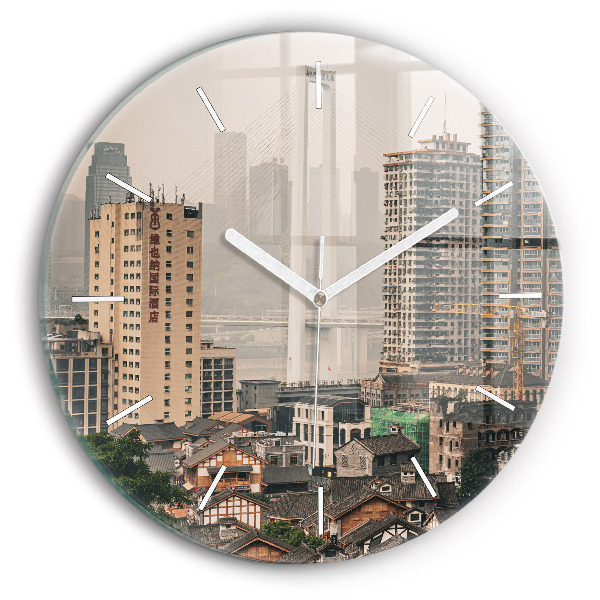 Round glass clock Chongqing Old Town