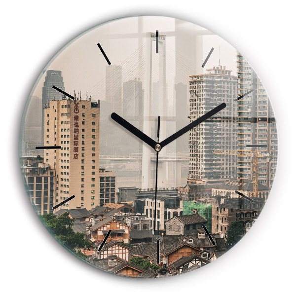 Round glass clock Chongqing Old Town