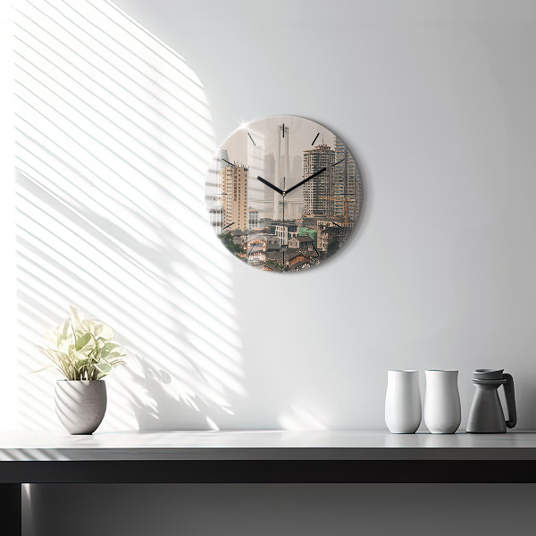 Round glass clock Chongqing Old Town