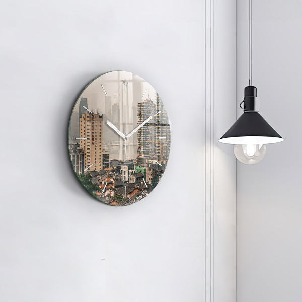 Round glass clock Chongqing Old Town