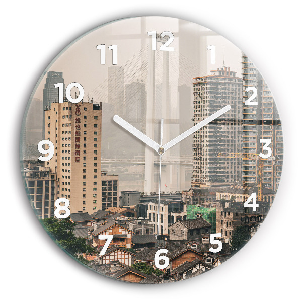Round glass clock Chongqing Old Town