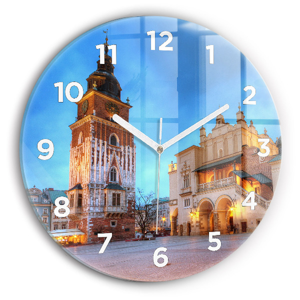 Round glass clock Main Market Square in Krakow