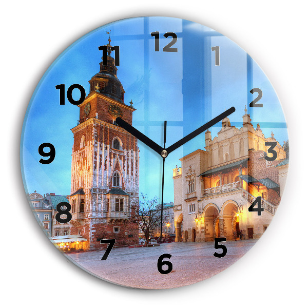 Round glass clock Main Market Square in Krakow