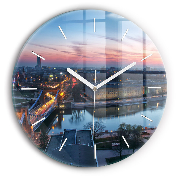 Round glass clock Wroclaw from a drone