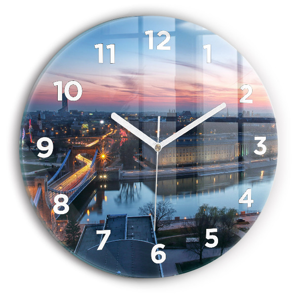 Round glass clock Wroclaw from a drone