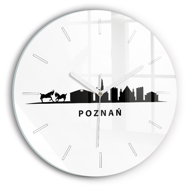 Round glass clock Poznan panorama graphics