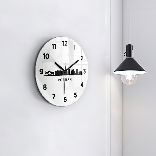 Round glass clock Poznan panorama graphics