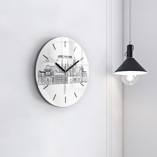 Round glass clock Lodz architecture panorama