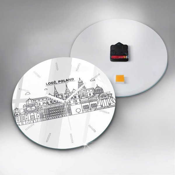 Round glass clock Lodz architecture panorama
