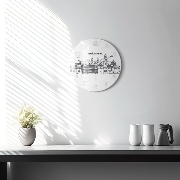 Round glass clock Lodz architecture panorama