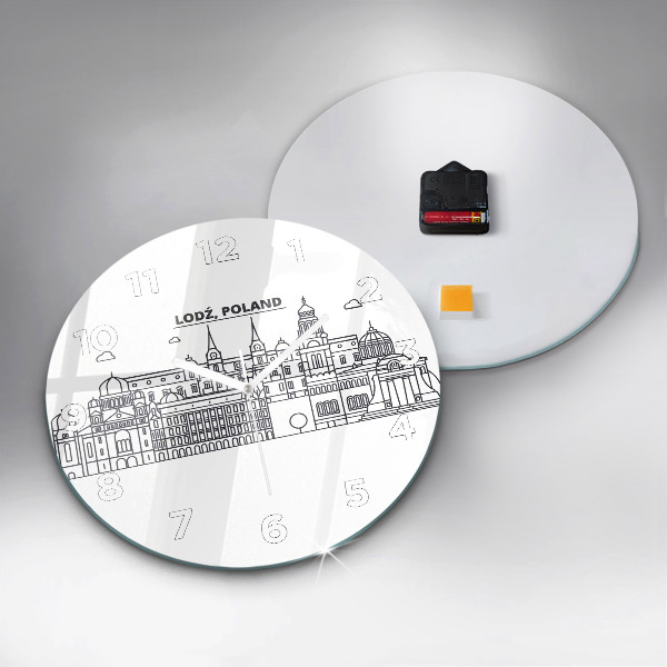 Round glass clock Lodz architecture panorama