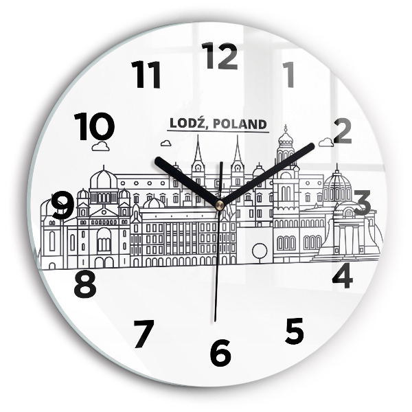 Round glass clock Lodz architecture panorama