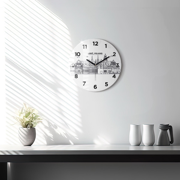 Round glass clock Lodz architecture panorama