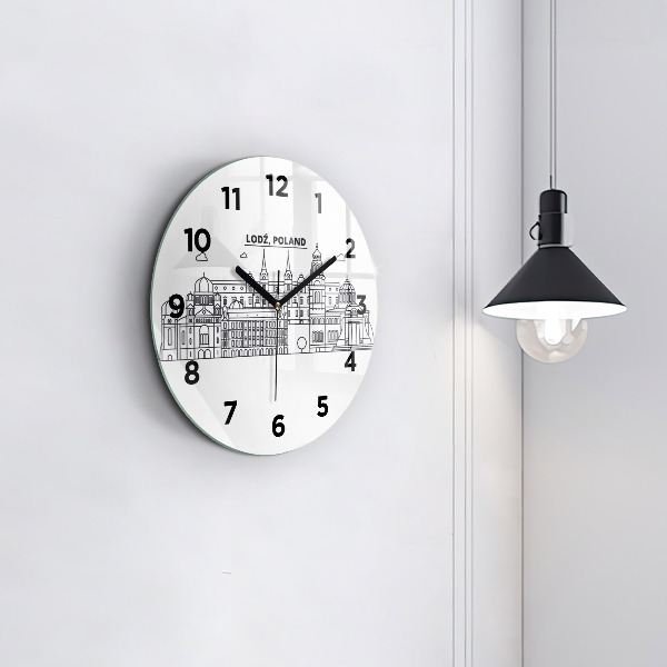 Round glass clock Lodz architecture panorama