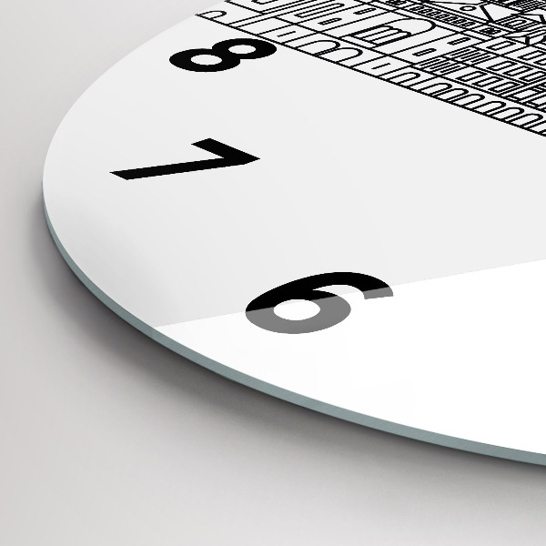 Round glass clock Lodz architecture panorama