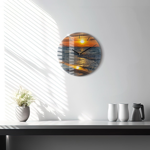 Round glass clock Władysławowo Baltic Sea