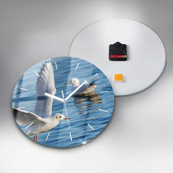 Round glass clock Seagulls in Gdynia
