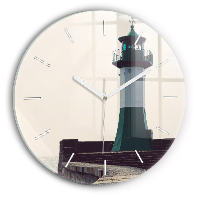 Round glass clock The lighthouse and the sea