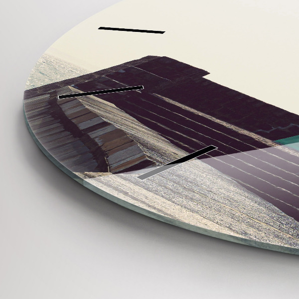 Round glass clock The lighthouse and the sea