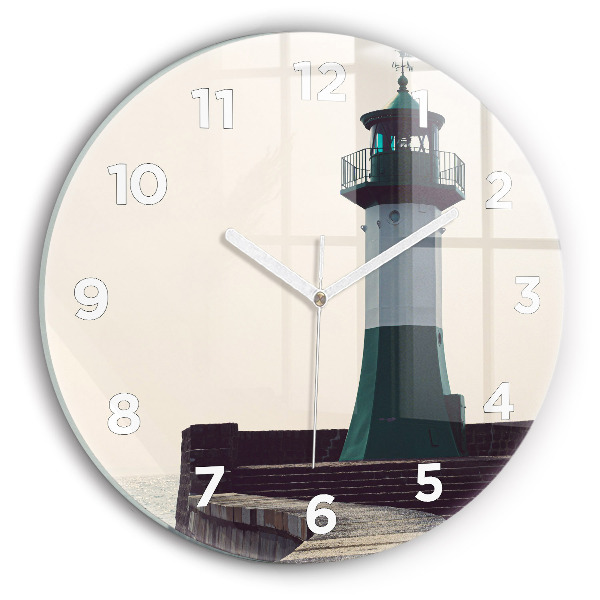 Round glass clock The lighthouse and the sea
