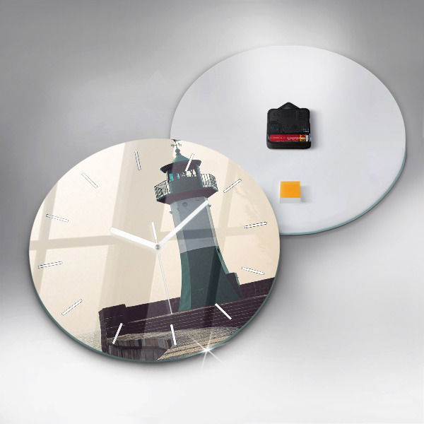 Round glass clock The lighthouse and the sea