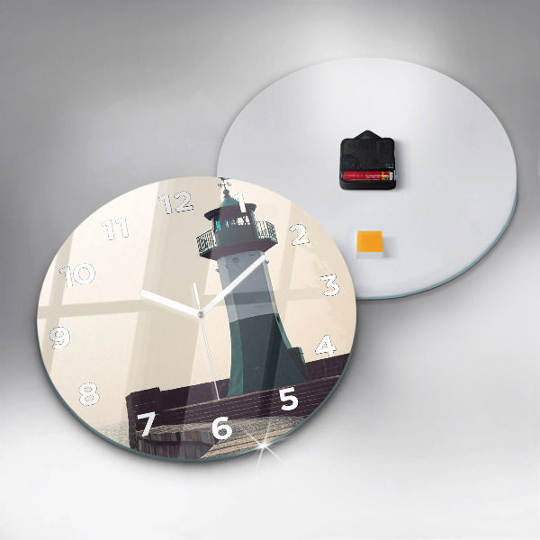 Round glass clock The lighthouse and the sea