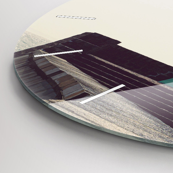 Round glass clock The lighthouse and the sea