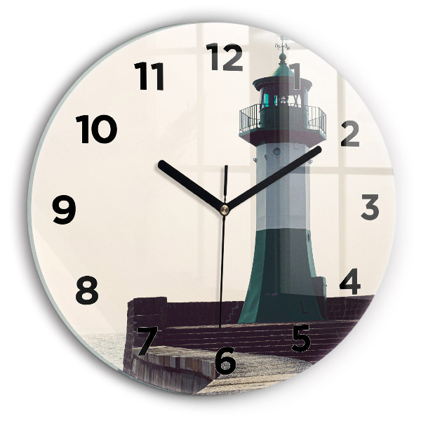 Round glass clock The lighthouse and the sea