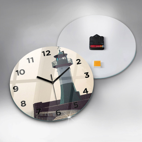 Round glass clock The lighthouse and the sea