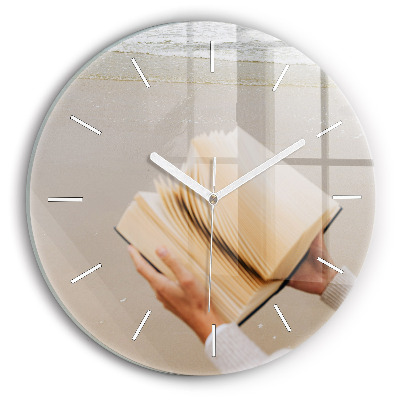 Round glass clock A moment with a book