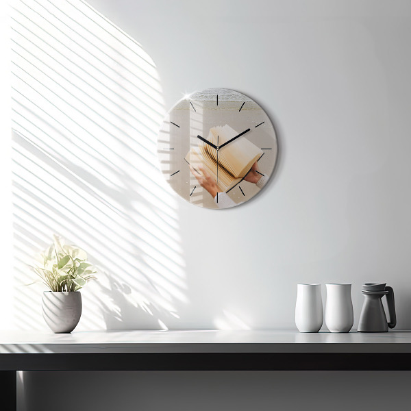 Round glass clock A moment with a book