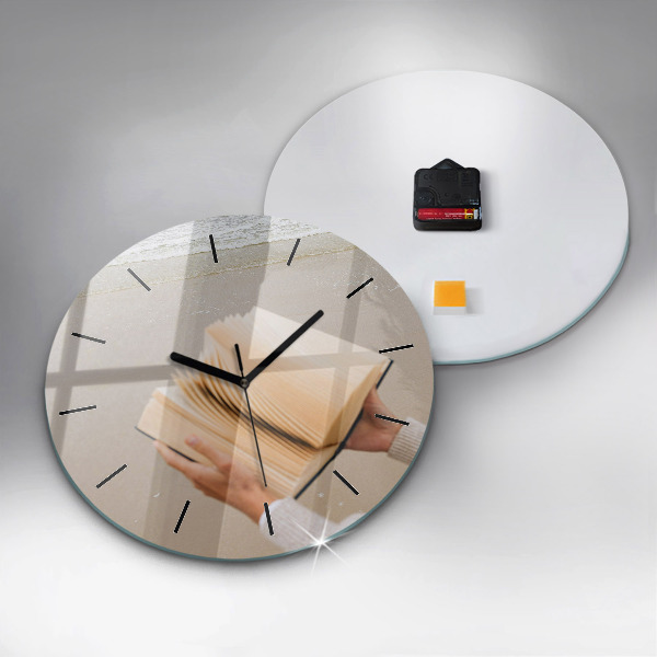 Round glass clock A moment with a book