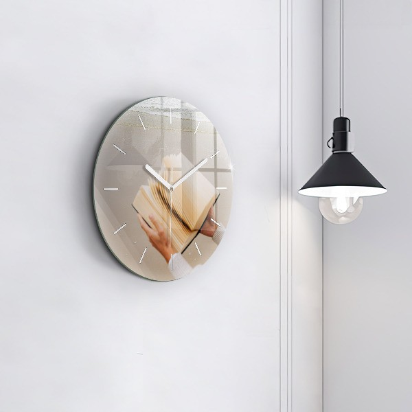 Round glass clock A moment with a book