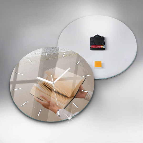 Round glass clock A moment with a book