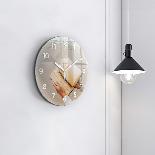 Round glass clock A moment with a book