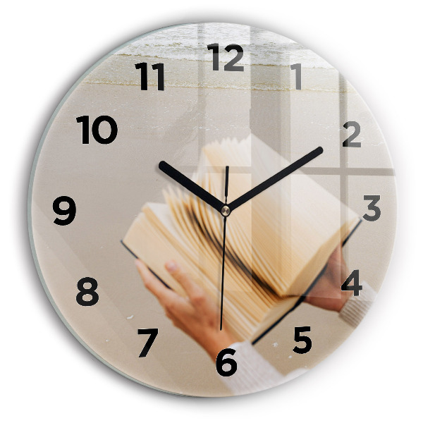Round glass clock A moment with a book