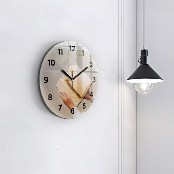 Round glass clock A moment with a book