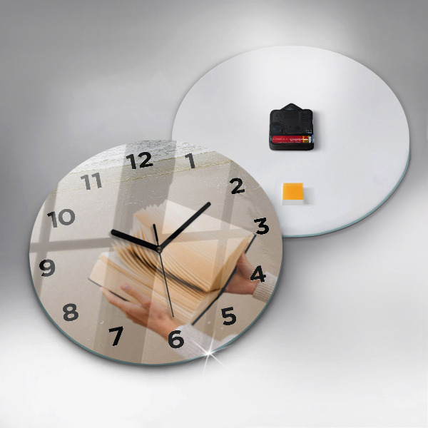 Round glass clock A moment with a book