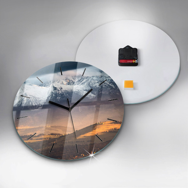 Round glass clock Winter landscape of the Tatra Mountains